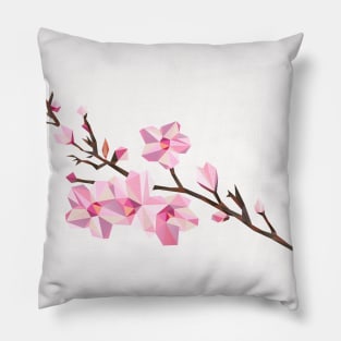 Geometric Japanese Sakura - Cherry Blossoms on White Background Pillow