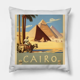 Cairo Egypt Pyramids Vintage Travel Poster Pillow