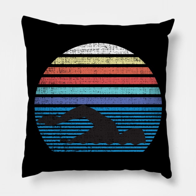 Funny Vintage Retro Swim Swimmer Swimming 80s Pillow by mrsmitful01