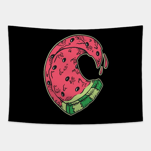 Wave Watermelon Tapestry by cesarcartum