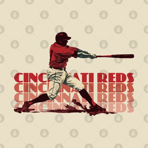 Retro Cincinnati Reds Slugger by Rad Love