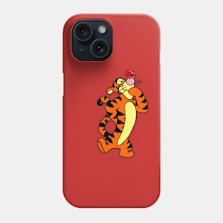 Tiger with Awareness Ribbon butterfly (Red) Phone Case