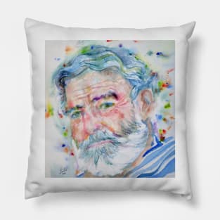 ERNEST HEMINGWAY watercolor portrait .6 Pillow