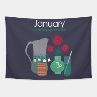 January Birth Flowers Tapestry