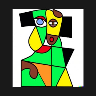 Cubism Style Abstract Cute Dog Named Doggy Fine Art Painting 8 T-Shirt