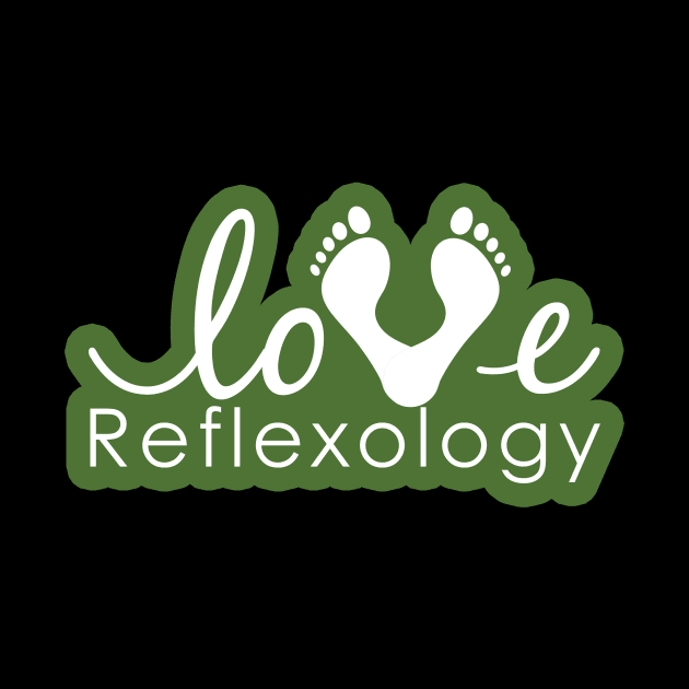 Love Reflexology - BACK of shirt placement (Dark green outline) by Balanceandharmonyforreflexologists