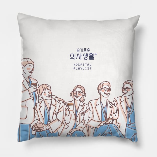 Hospital Playlist Kdrama Pillow by ArtByAzizah