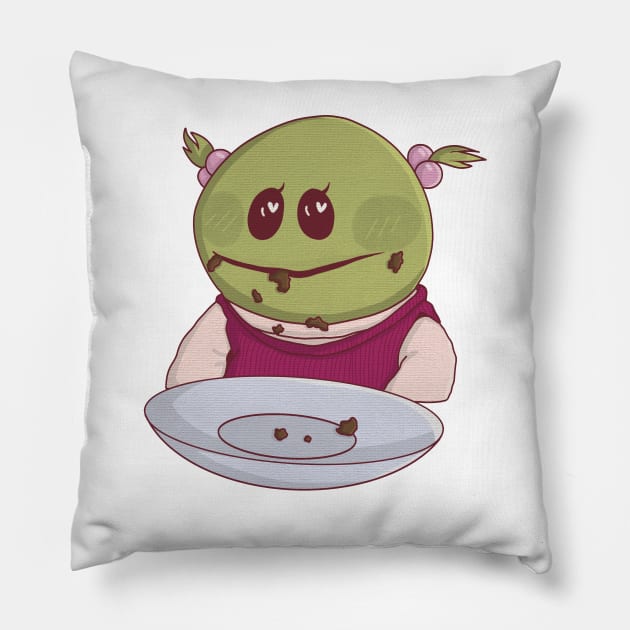 Nanalan, mona eating brownies Pillow by Artbygoody