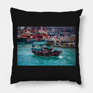 Sampan Boat - Hong Kong - Traditional Fishing Boats Pillow