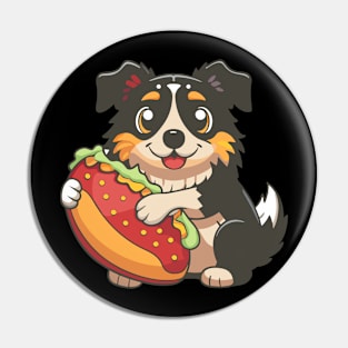 cute dog hugging hotdog Pin