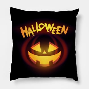 Pumpkin glowing face t-shirt print.  Pumpkin carving faces with eyes and mouth. Funny and scary halloween character. Pillow