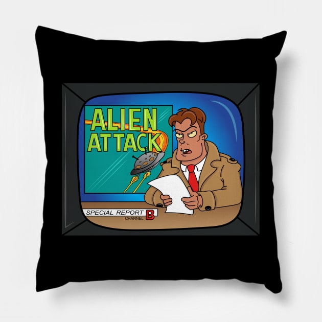 Douglas Cain "UFO Tonight" Pillow by artxlife