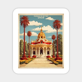 El Retiro Park Madrid Spain Travel Tourism Retro Vintage Art Magnet