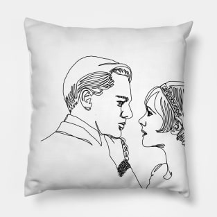 Love in The Great Gatsby, line art Pillow