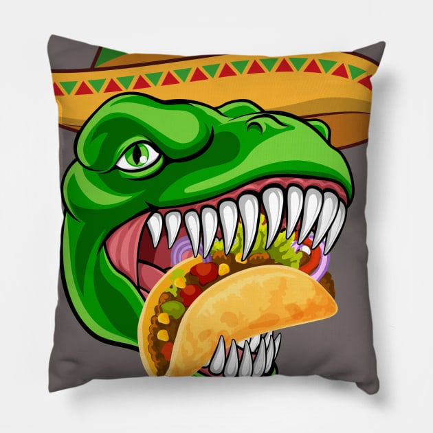 Tacosaurus Dinosaur Taco  - Funny Taco Tee Pillow by AE Desings Digital