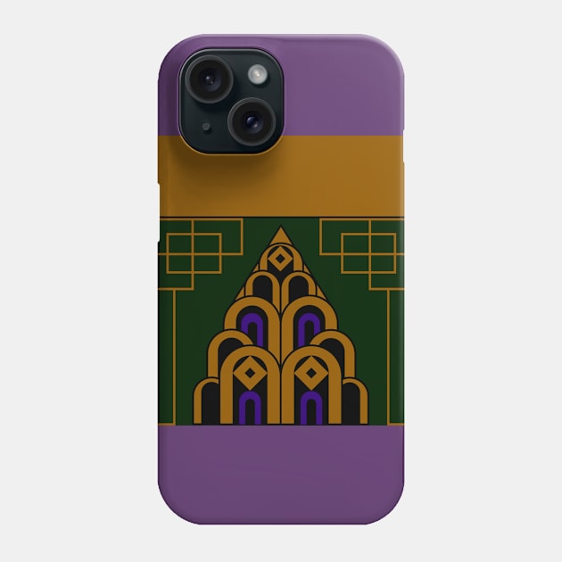 Art Deco Skyline - Gold, Green, Purple Phone Case by Cosmic-Fandom