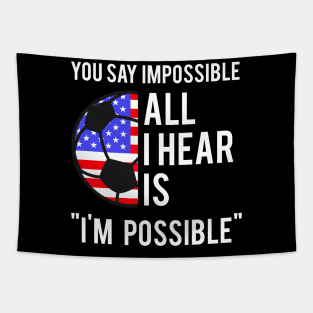 USA Flag Funny Inspirational quote Womens Mens Soccer Tapestry