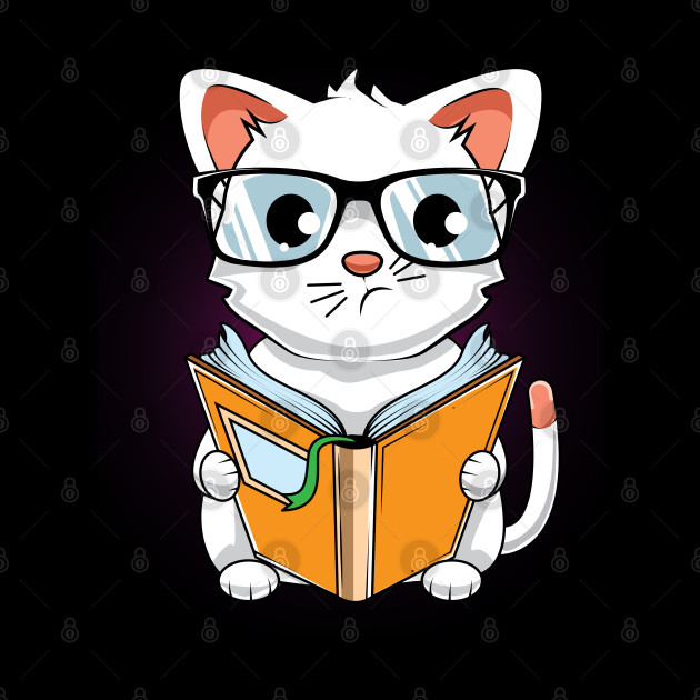 Funny Book Lover Cat Reading Book With Glasses - Cat Reading Book - Phone Case