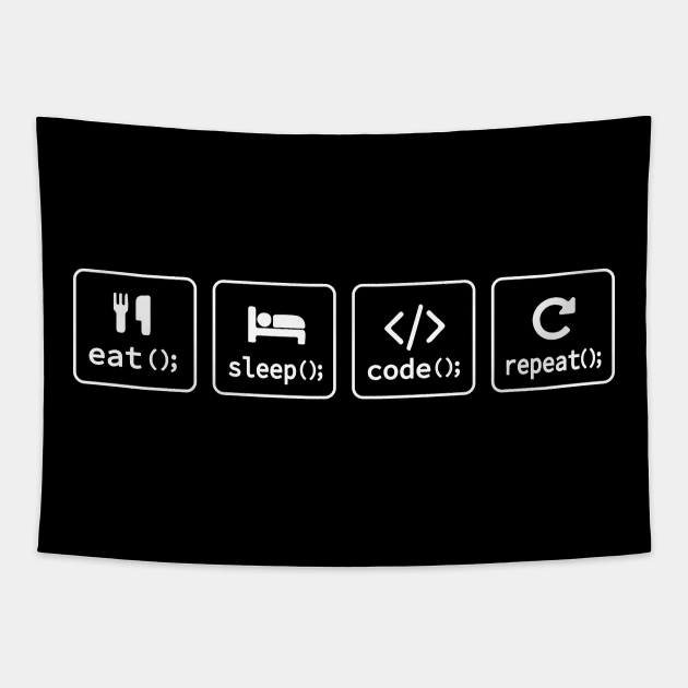 Eat Sleep Code Repeat Tapestry by TheDesignDepot