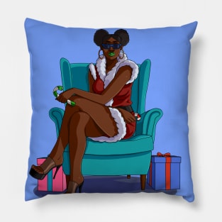 Black Santa Claus Gangster Christmas Pillow