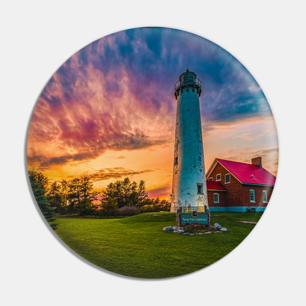 Tawas Point Lighthouse at Sunset Pin by ElevatedCT