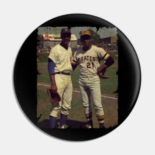 Ernie Banks and Roberto Clemente at Wringley Field, 1970 Pin