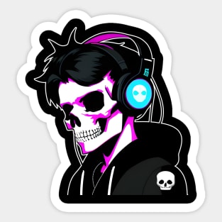 Skull with Headphones Sticker