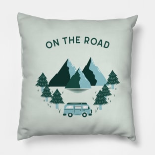 on the road van and mountain Pillow