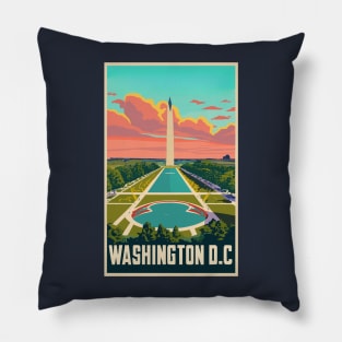 A Vintage Travel Art of Washington DC - US Pillow