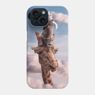 Cowboy Kitty Cat Riding Giraffe Phone Case