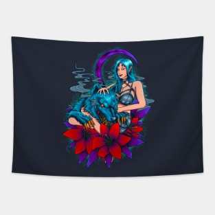 wolf woman Tapestry