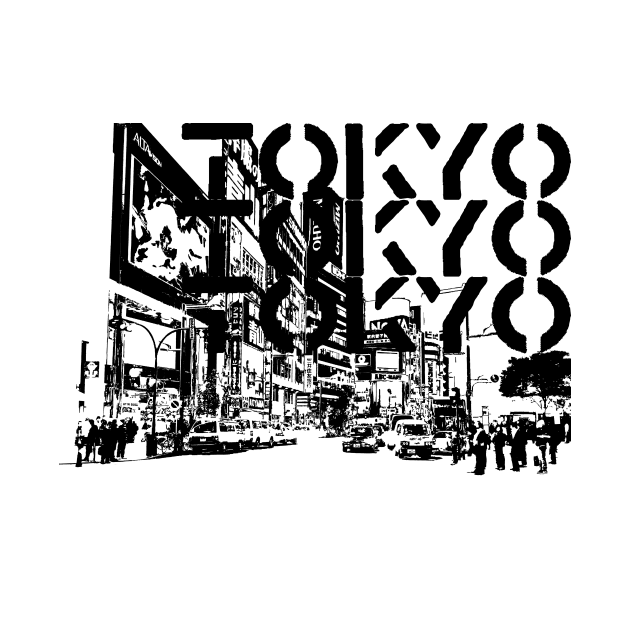 Toykyo Japan Black White by rendezbleu