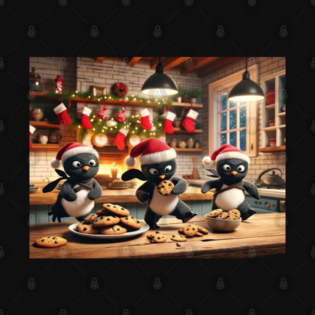 Christmas Ninja Cookie Snatcher Penguins by TooplesArt