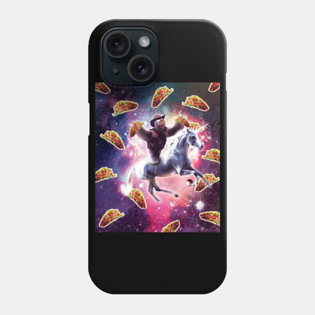 Cowboy Space Sloth On Unicorn - Taco Phone Case by Random Galaxy