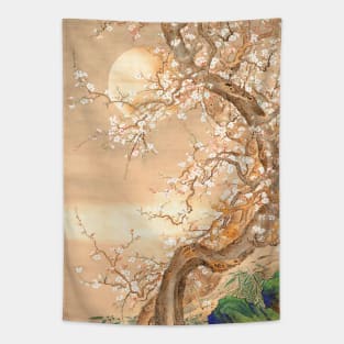 Japanese plum blossoms in moonlight Tapestry