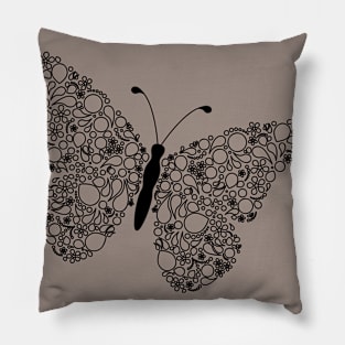 Butterfly in Modern Paisley Outline Design Pillow