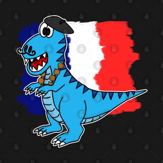 Bastille Day 14 July French Dinosaur Tyrannosaurus Funny by doodlerob