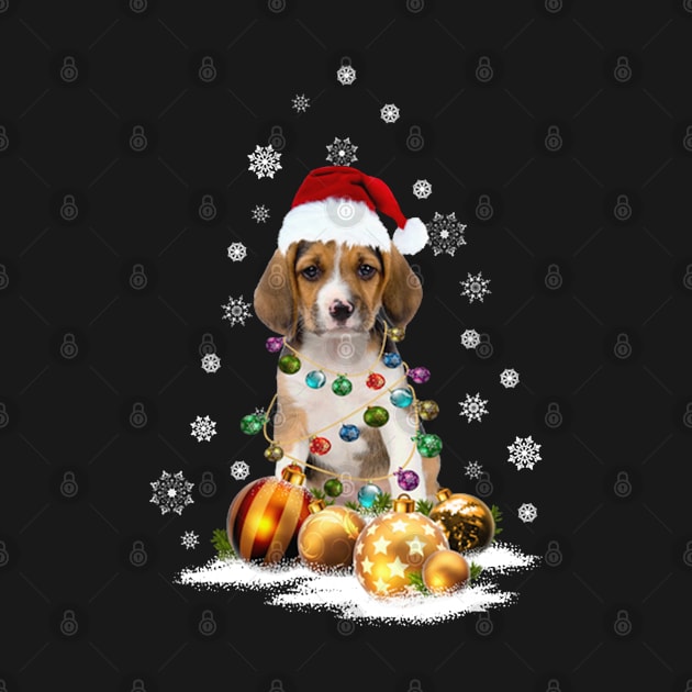 Beagle Dog Christmas Light Santa Hat Ugly Christmas Sweater by QUYNH SOCIU