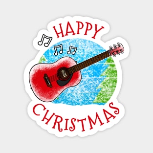 Christmas Acoustic Guitar Guitarist Musician Xmas 2022 Magnet