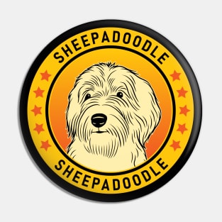 Sheepadoodle Dog Portrait Pin