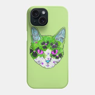 Green floral kitty Phone Case