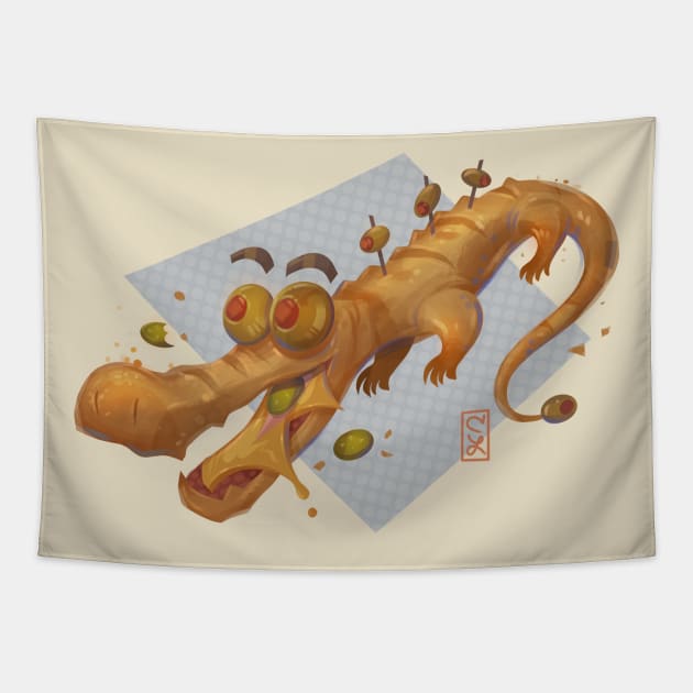 Sandwich Crocodile Tapestry by Claire Lin