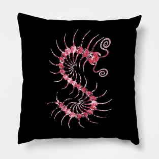 White on Red Ornate Centipede Pillow