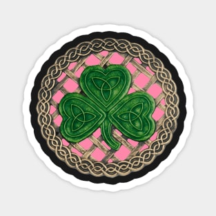 Celtic Knot Shamrock Pink Background Magnet