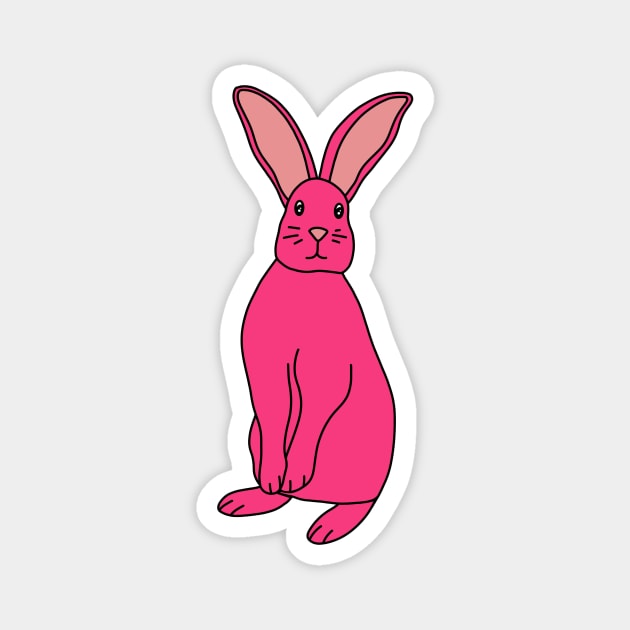 Pink Bunny Magnet by Kelly Louise Art