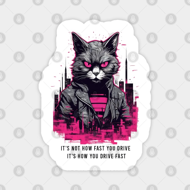 Cyberpunk cat Magnet by RosaliArt