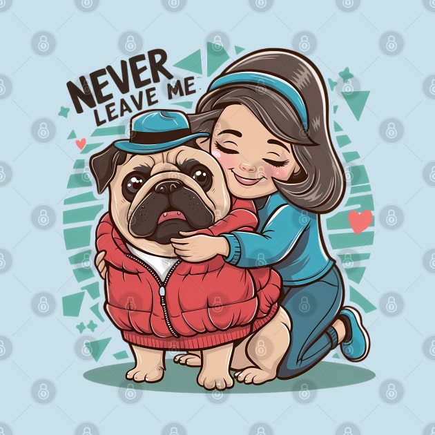 Puppy Love: A Cozy Embrace. Pug dog Lovers by TRACHLUIM