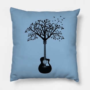 Acoustic Guitar Tree Light Theme Pillow