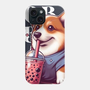 Cute Corgi Drinking Boba T-Shirt: Adorable Dog Tee for Boba Tea Lovers Phone Case