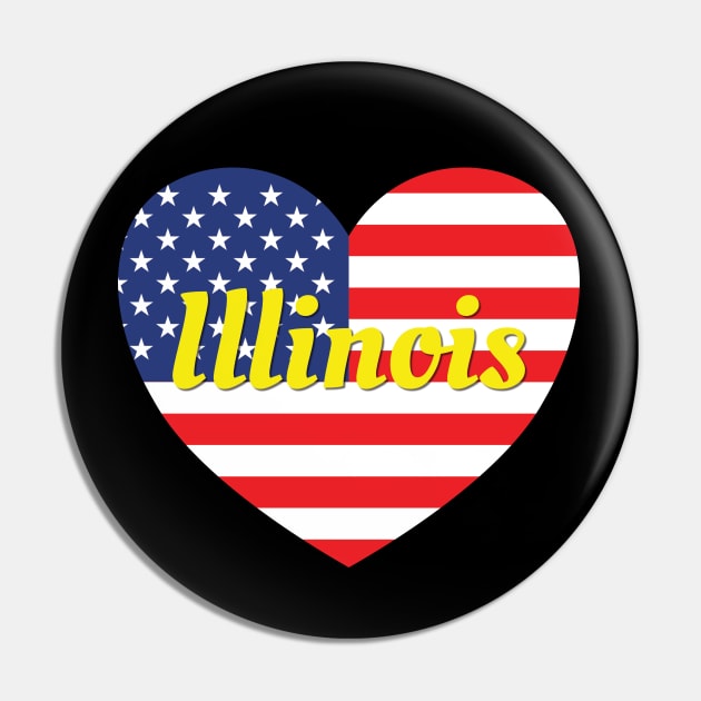 Illinois American Flag Heart Pin by DPattonPD